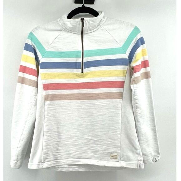 L.L. Bean 1/4 Quarter Zip Cotton Pullover Women's XS White - Picture 3 of 9